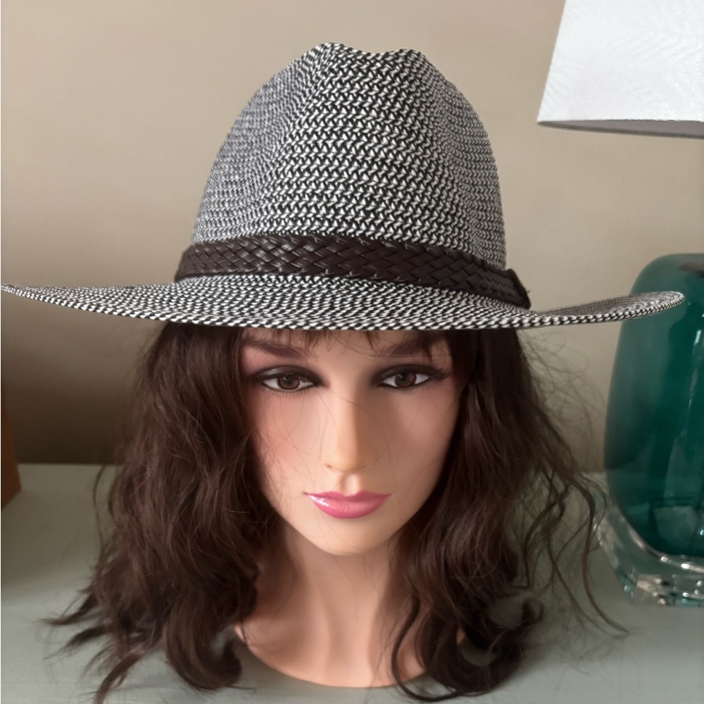 Stylish Black and Ivory Panama Fedora Hat